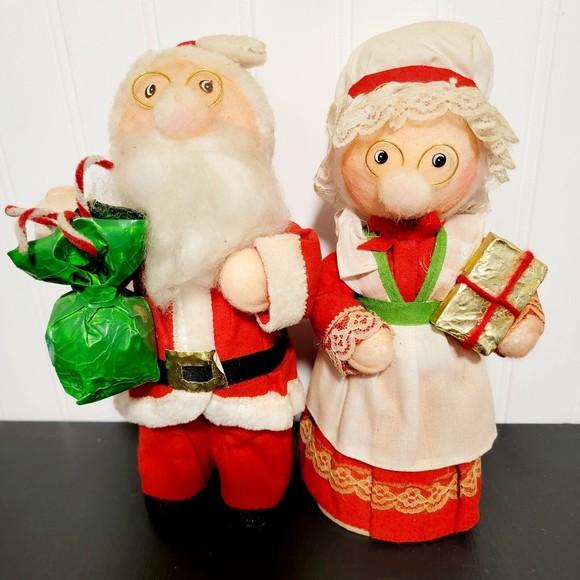 Vintage Saint Nicholas Santa Claus And Mrs Claus Christmas Tree Toppers‎ Statues - Picture 1 of 8